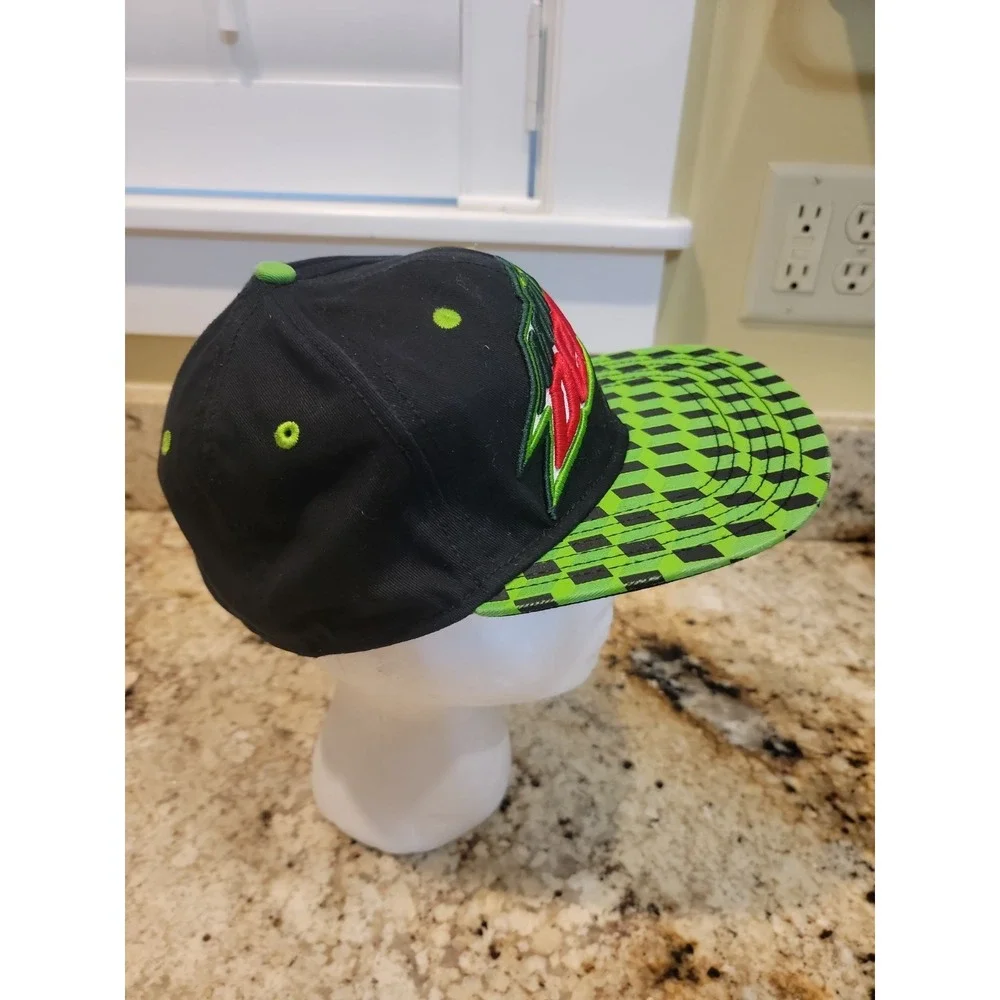 Mountain Dew Embroidered Green PepsiCo Checkered Trucker Snapback Hat Cap